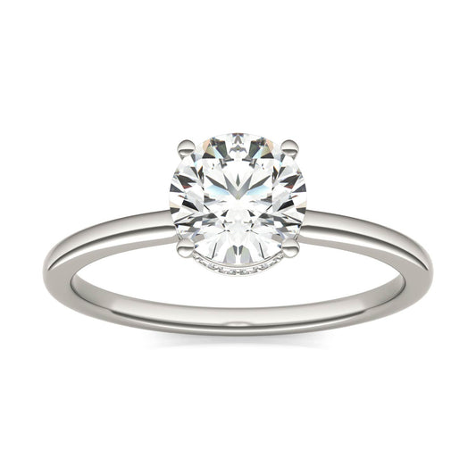 1 1/10 CTW Round Caydia Lab Grown Diamond Hidden Halo Solitaire Ring 18K White Gold