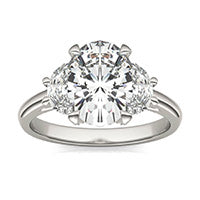 3.75 CTW DEW Oval Forever One Moissanite Half Moon Accented Engagement Ring 14K White Gold