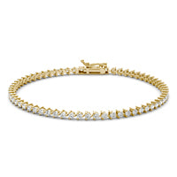 1 7/8 CTW Round Caydia Lab Grown Diamond Three Prong Tennis Bracelet 14K Yellow Gold