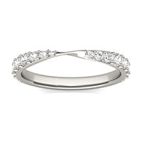 0.56 CTW DEW Round Forever One Moissanite Signature Twist Wedding Ring 14K White Gold