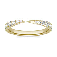 0.56 CTW DEW Round Forever One Moissanite Signature Twist Wedding Ring 14K Yellow Gold