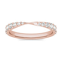 0.56 CTW DEW Round Forever One Moissanite Signature Twist Wedding Ring 14K Rose Gold