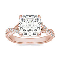 3.36 CTW DEW Cushion Forever One Moissanite Signature Twist Engagement Ring 14K Rose Gold