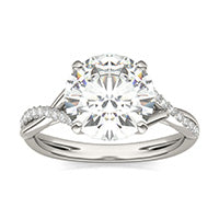 3.46 CTW DEW Round Forever One Moissanite Signature Twist Engagement Ring 14K White Gold