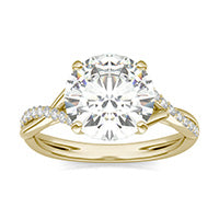 3.46 CTW DEW Round Forever One Moissanite Signature Twist Engagement Ring 14K Yellow Gold
