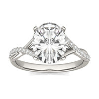 3.20 CTW DEW Oval Forever One Moissanite Signature Twist Engagement Ring 14K White Gold