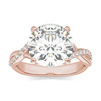 4.55 CTW DEW Round Forever One Moissanite Signature Twist Engagement Ring 14K Rose Gold
