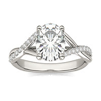 4.50 CTW DEW Oval Forever One Moissanite Signature Twist Engagement Ring 14K White Gold