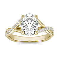 4.50 CTW DEW Oval Forever One Moissanite Signature Twist Engagement Ring 14K Yellow Gold