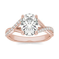 4.50 CTW DEW Oval Forever One Moissanite Signature Twist Engagement Ring 14K Rose Gold