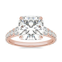 3.80 CTW DEW Cushion Forever One Moissanite Ring 14K Rose Gold