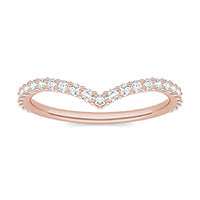 0.50 CTW DEW Round Forever One Moissanite Signature Curved Wedding Ring 14K Rose Gold