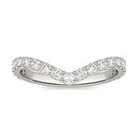 0.57 CTW DEW Round Forever One Moissanite Signature Curved Wedding Ring 14K White Gold