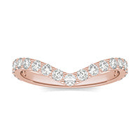 0.57 CTW DEW Round Forever One Moissanite Signature Curved Wedding Ring 14K Rose Gold