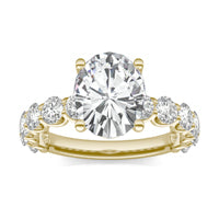 4.56 CTW DEW Oval Forever One Moissanite Trellis Engagement Ring 14K Yellow Gold