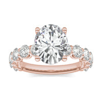 4.56 CTW DEW Oval Forever One Moissanite Trellis Engagement Ring 14K Rose Gold
