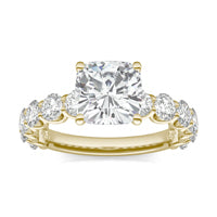 3.56 CTW DEW Cushion Forever One Moissanite Trellis Engagement Ring 14K Yellow Gold