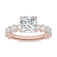 3.56 CTW DEW Cushion Forever One Moissanite Trellis Engagement Ring 14K Rose Gold