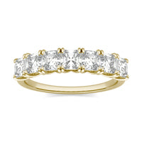 1.54 CTW DEW Asscher Forever One Moissanite Seven Stone Anniversary Ring 14K Yellow Gold