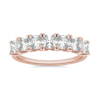 1.54 CTW DEW Asscher Forever One Moissanite Seven Stone Anniversary Ring 14K Rose Gold