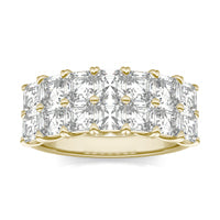 3.08 CTW DEW Asscher Forever One Moissanite Double Row Anniversary Ring 14K Yellow Gold