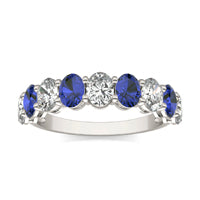 1 CTW Oval Caydia Lab Grown Diamond Couture Classic Anniversary Ring 14K White Gold featuring Created Sapphire