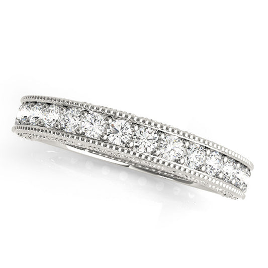** Special Order - Forever One Moissanite Milgrain Wedding Band in 14K White Gold, Ring Size 4.5