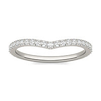 0.23 CTW DEW Round Forever One Moissanite Signature Curved Wedding Ring 14K White Gold