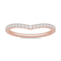 0.23 CTW DEW Round Forever One Moissanite Signature Curved Wedding Ring 14K Rose Gold