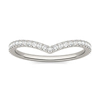 0.23 CTW DEW Round Forever One Moissanite Signature Curved Wedding Ring 14K White Gold