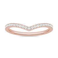 0.23 CTW DEW Round Forever One Moissanite Signature Curved Wedding Ring 14K Rose Gold