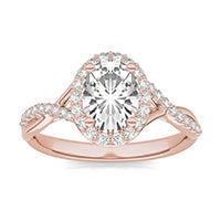 1.87 CTW DEW Oval Forever One Moissanite Signature Twist Halo Engagement Ring 14K Rose Gold