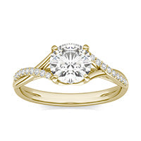 1.18 CTW DEW Round Forever One Moissanite Signature Twist Engagement Ring 14K Yellow Gold