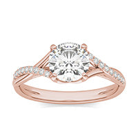 1.18 CTW DEW Round Forever One Moissanite Signature Twist Engagement Ring 14K Rose Gold