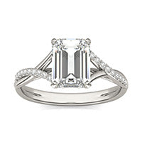 1.89 CTW DEW Emerald Forever One Moissanite Signature Twist Engagement Ring 14K White Gold