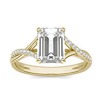 1.89 CTW DEW Emerald Forever One Moissanite Signature Twist Engagement Ring 14K Yellow Gold
