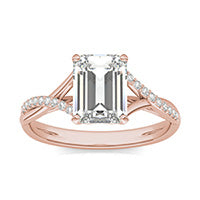 1.89 CTW DEW Emerald Forever One Moissanite Signature Twist Engagement Ring 14K Rose Gold