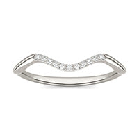 0.07 CTW DEW Round Forever One Moissanite Signature Curved Wedding Ring 14K White Gold