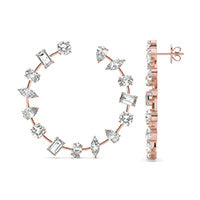 9 1/3 CTW Emerald Caydia Lab Grown Diamond Couture Bypass Hoop Earrings 14K Rose Gold