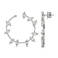 4 CTW Marquise Caydia Lab Grown Diamond Couture Bypass Hoop Earrings 14K White Gold