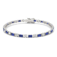 2 1/2 CTW Round Caydia Lab Grown Diamond Alternating Tennis Bracelet 18K White Gold featuring Created Sapphire