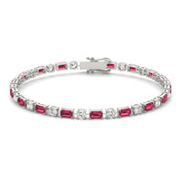 2 1/2 CTW Round Caydia Lab Grown Diamond Alternating Tennis Bracelet 18K White Gold featuring Created Ruby