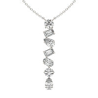 1 7/8 CTW Emerald Caydia Lab Grown Diamond Couture Alternating Drop Pendant Necklace 18K White Gold
