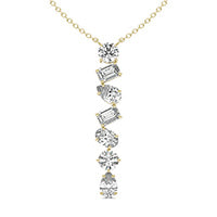 1 7/8 CTW Emerald Caydia Lab Grown Diamond Couture Alternating Drop Pendant Necklace 18K Yellow Gold