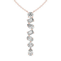 1 7/8 CTW Emerald Caydia Lab Grown Diamond Couture Alternating Drop Pendant Necklace 18K Rose Gold