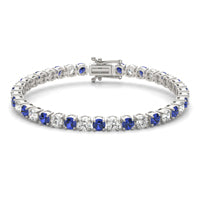 5 1/2 CTW Round Caydia Lab Grown Diamond Classic Tennis Bracelet 18K White Gold featuring Created Sapphire