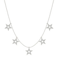 2/3 CTW Round Caydia Lab Grown Diamond Star Station Necklace 14K White Gold