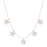 2/3 CTW Round Caydia Lab Grown Diamond Star Station Necklace 14K Rose Gold