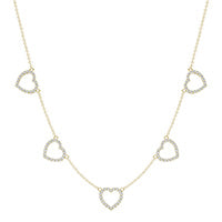 5/8 CTW Round Caydia Lab Grown Diamond Heart Station Necklace 14K Yellow Gold