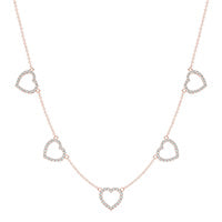 5/8 CTW Round Caydia Lab Grown Diamond Heart Station Necklace 14K Rose Gold